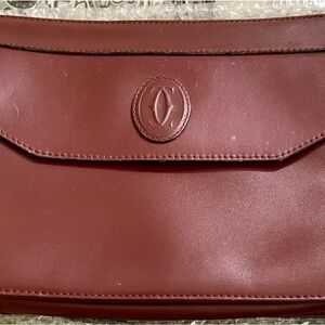 CARTIER Elegant Burgundy Leather Clutch